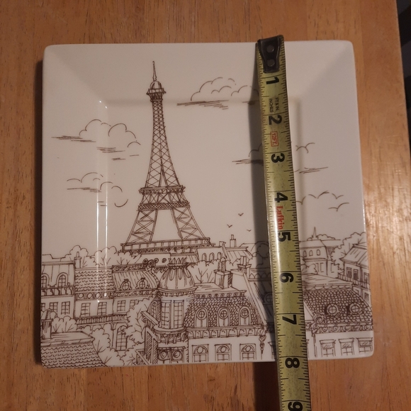 222 Fifth Eiffel Tower Square Dinner Plates - Cream and Brown - Picture 9 of 16